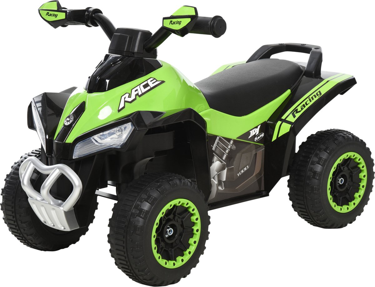 HOMCOM kinderauto - met lichtfunctie - katoenen zitoppervlak - groen (4251774915236)