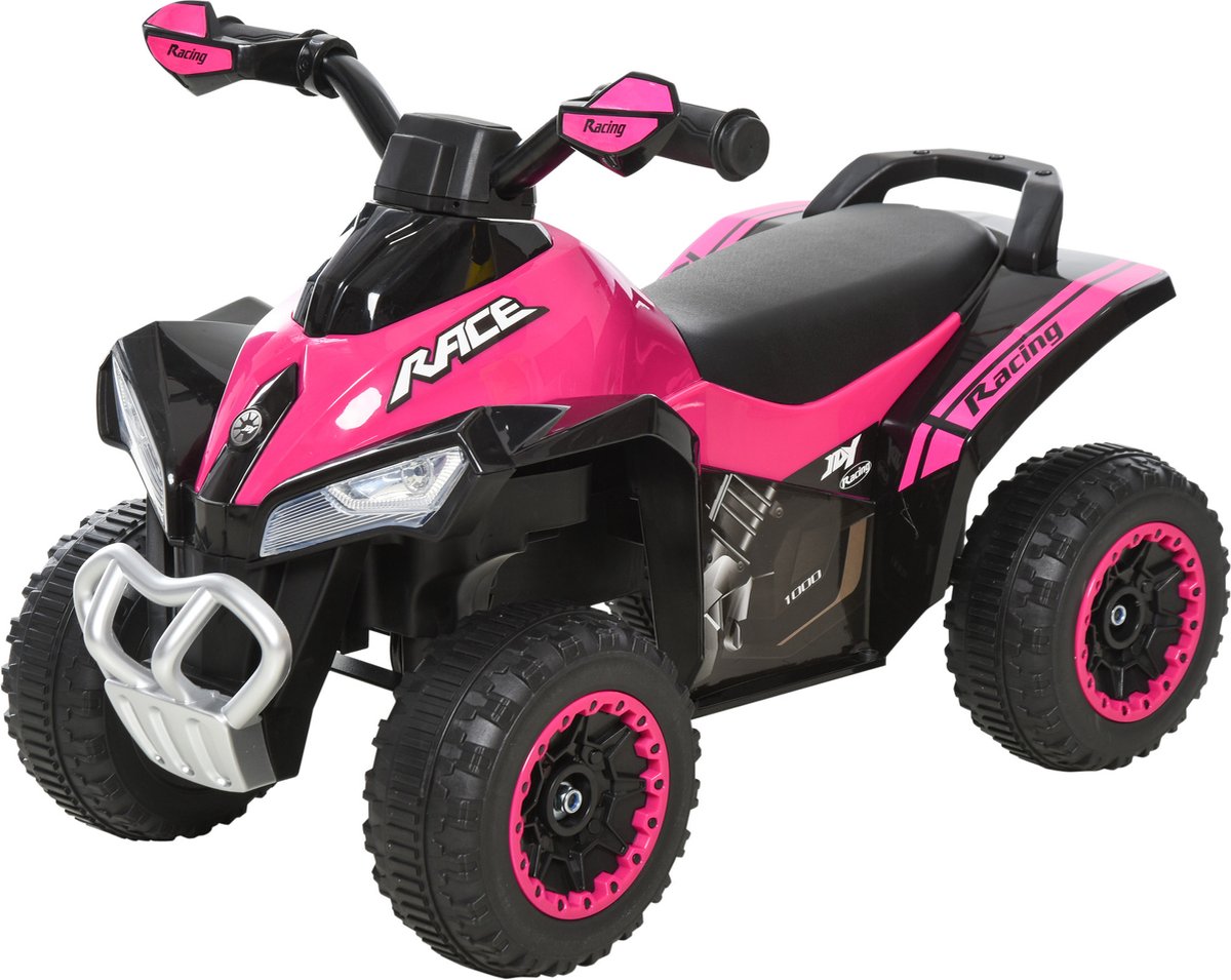 HOMCOM kinderauto - met lichtfunctie - katoenen zitoppervlak - roze (4251774977401)