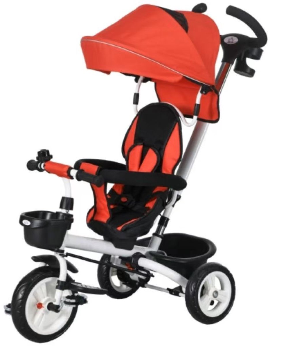 Kinderfiets 112x50x104cm 6In1 Kinder Driewieler Rood Polyester Verwijderbaar Zonnescherm Kussen 5Punt Veiligheidsgordel Mand Bekerhouder Geschikt Voor Kinderen Van 1 Tot 5 Jaar (4255901413756)