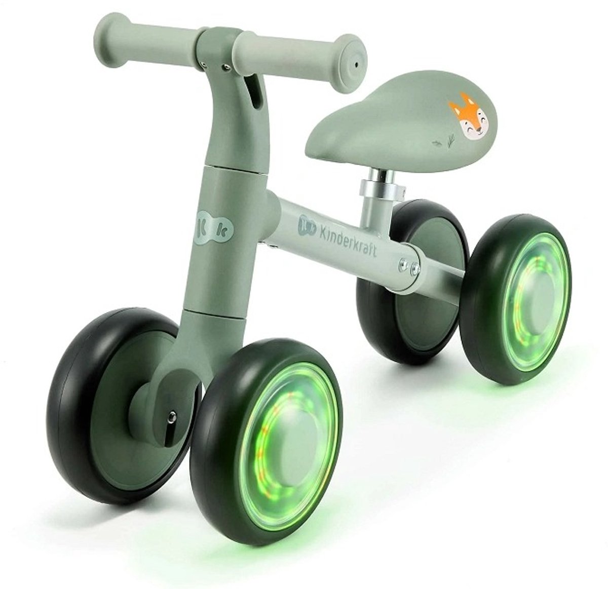 Kinderkraft CUTIE FLASH Loopfiets 3-Wiel - Verstelbaar Zadel - LED RGB Wielen - Stuurbegrenzer - 12-36 Maanden - Groen (5902533927975)