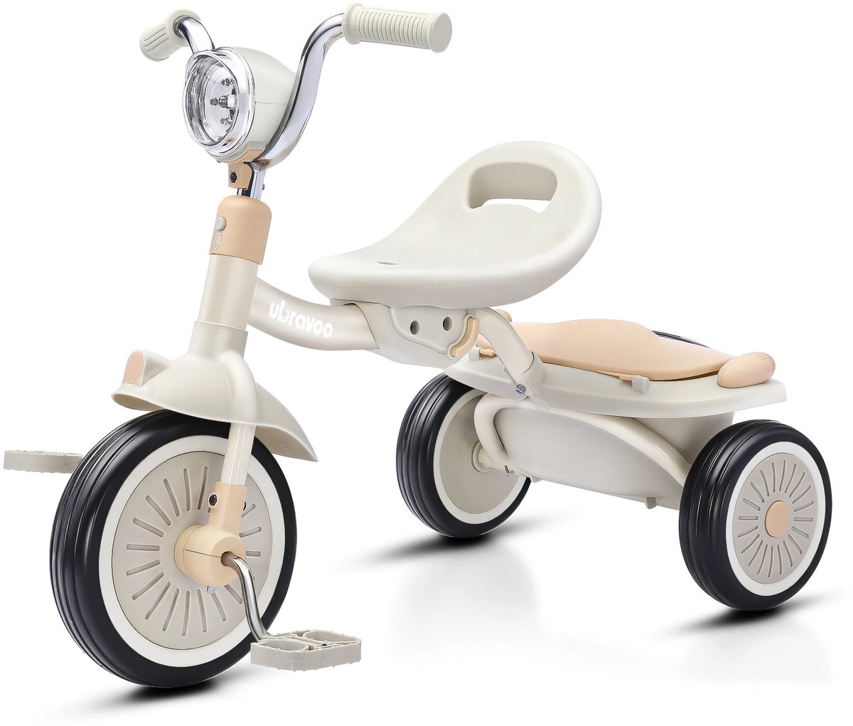 LUMÈ STORE Loopfiets 4-in-1 - Kinderfiets 1-5 jaar - Opvouwbaar - Driewieler Baby - Peuterfiets - 1-5 jaar - LED Wielen - Créme (8721551941254)