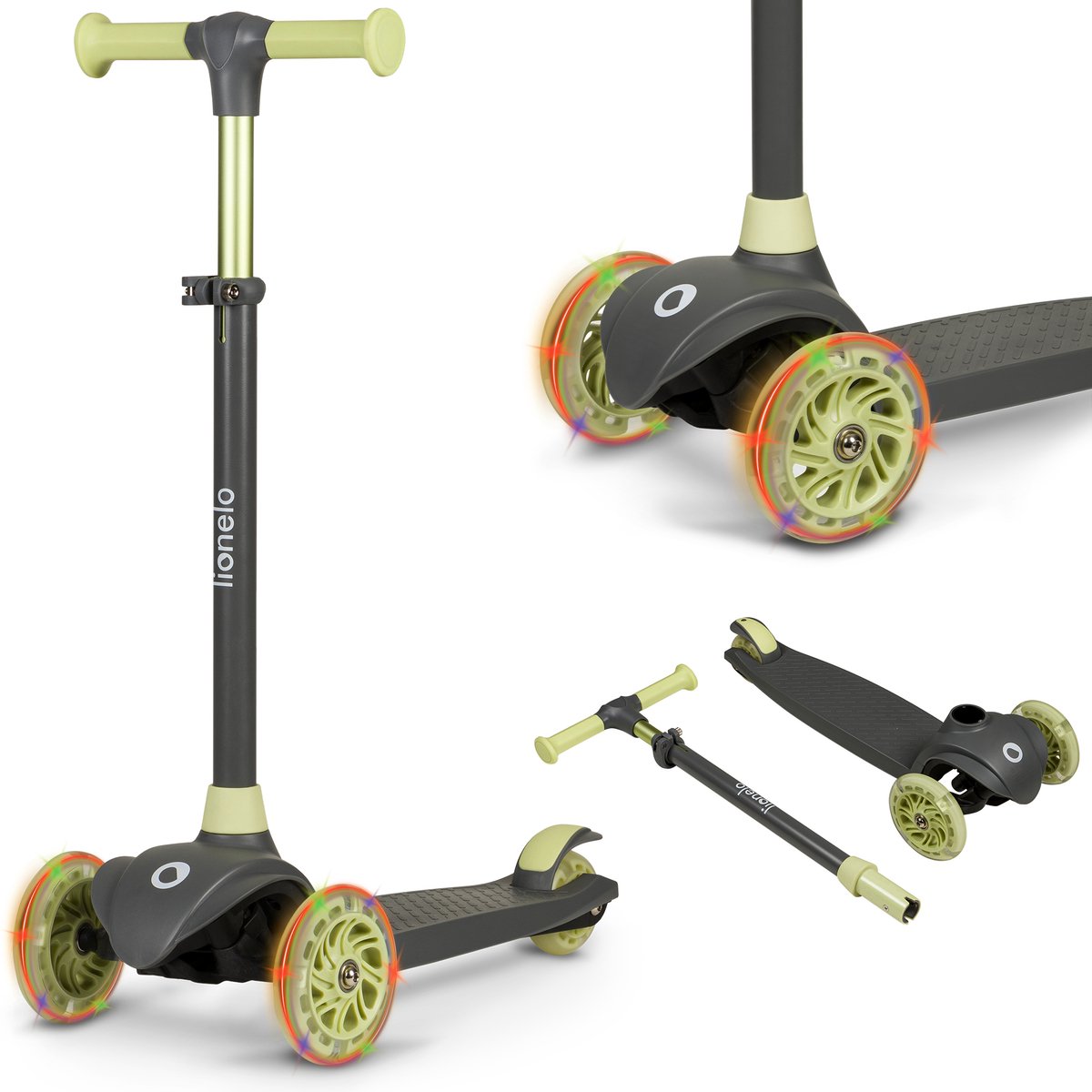 Lionelo Jessy Kinderstep - step 3 wielen - leeftijdsgroep 3+ - max 50kg - LED verlichting in de wielen - hoogte verstelbaar 65-70-75-80 cm (5903771705318)