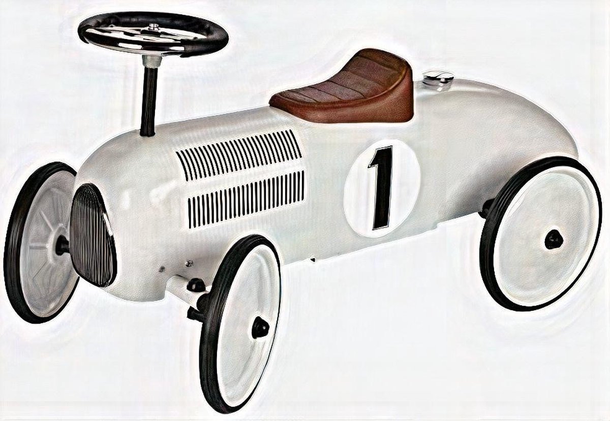 Loopauto: WIT 73,5x35x40cm, in metaal en kunststof, 1+ (4013594141758)