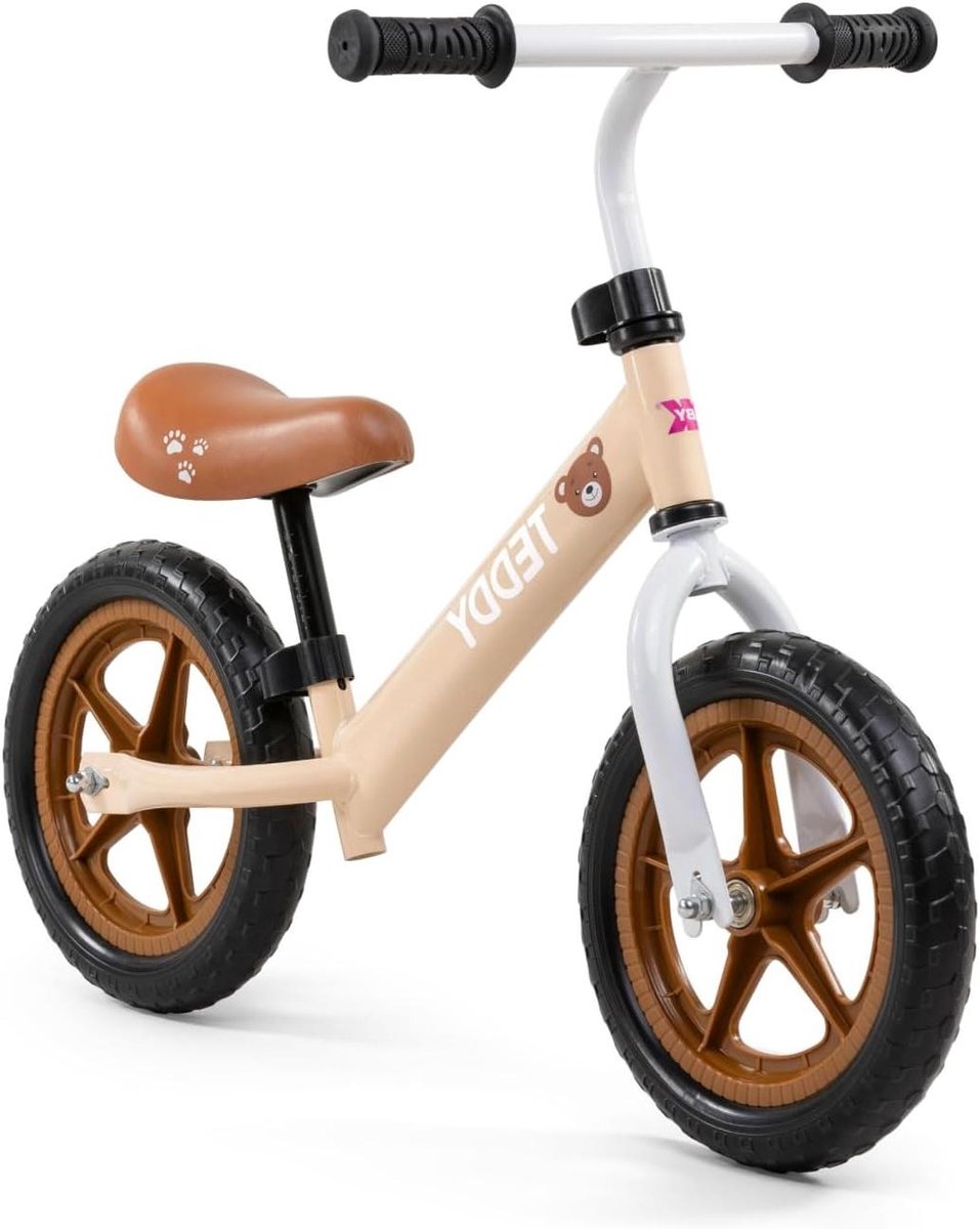 Loopfiets Kinderen - Balansfiets Peuters - Balans Ontwikkelen - Lichtgewicht Frame - 12 Inch Wielen - Bruin (9101177845836)