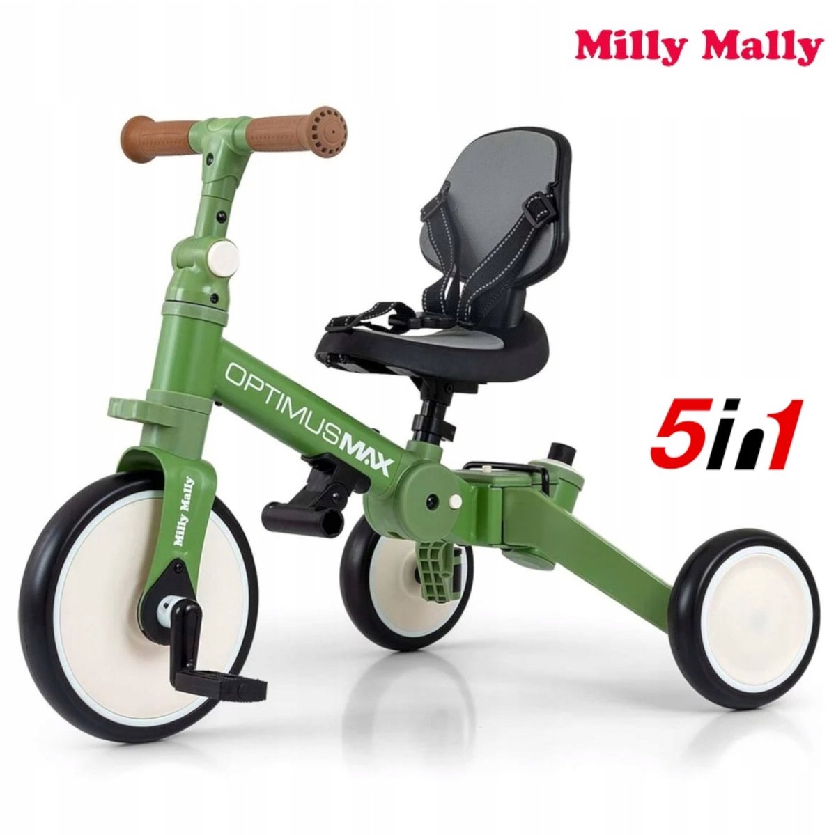 Milly Mally Optimus Max Loopfiets 5-in-1 - Groen (5907385932139)