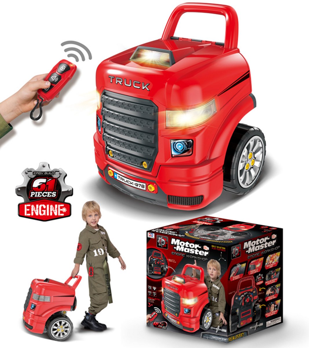 Motor Master Engine Workshop - Kinder Loopauto met Gereedschap - 61 Delig - Met Licht & Geluid - 3+ Jaar (6153447131128)