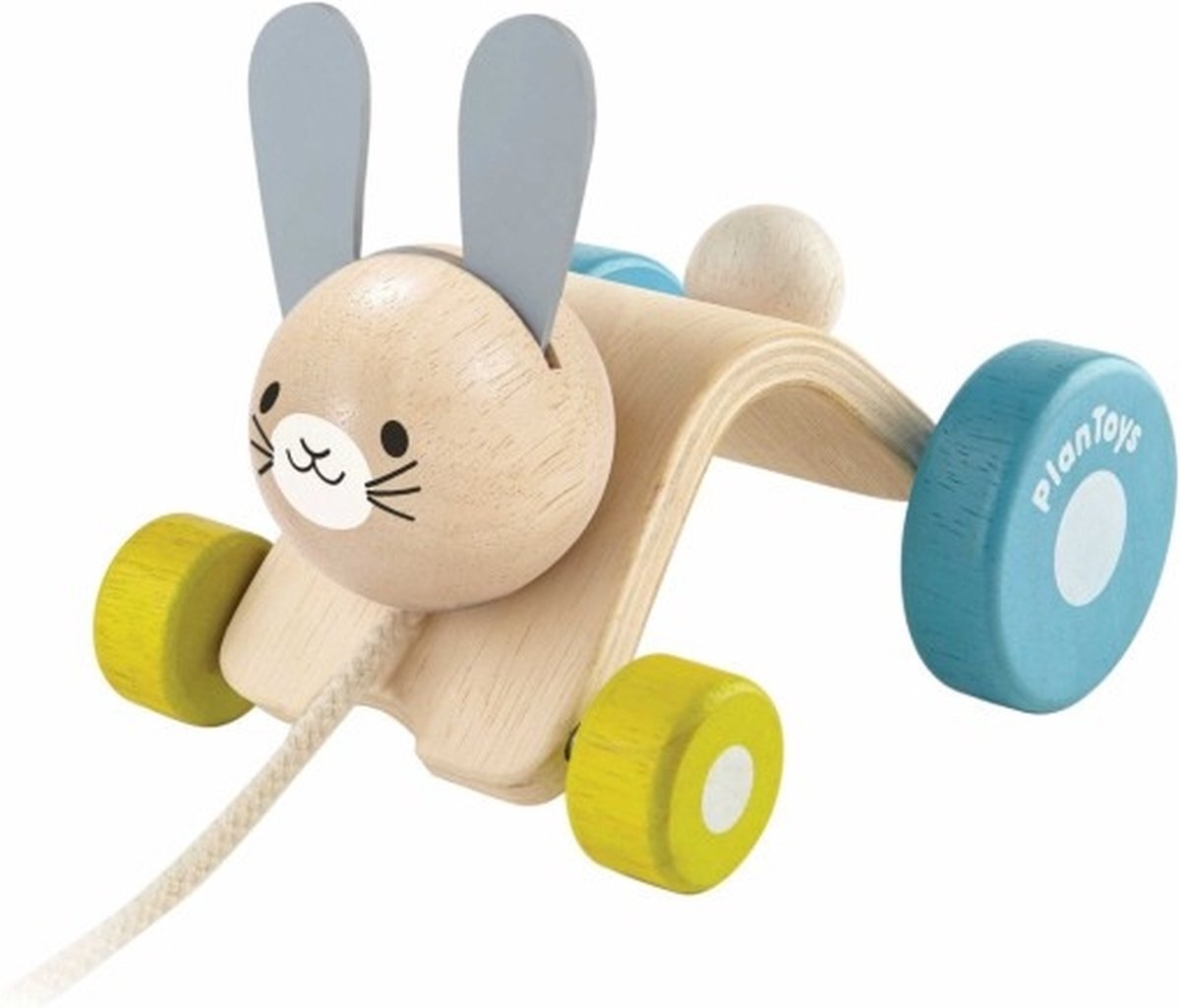 Plan Toys houten trekfiguur huppelend konijn (8854740057013)