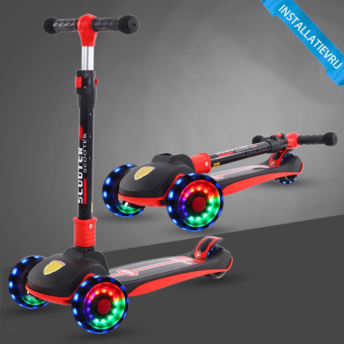 QGT Kinderstep - 3 LED wielen - Verstelbaar - Voor jongen en meisje - 2-9 jaar (8721516377081)