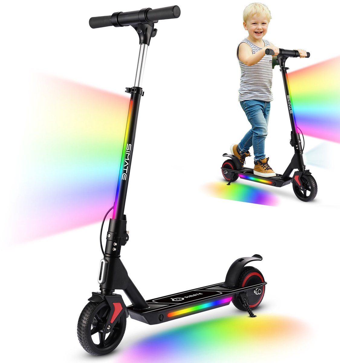 SIMATE Elektrische Kinderstep - 130W Motor - 14 km/u - Opvouwbaar - Verstelbare Hoogte - Voor Kinderen 6-12 Jaar - 8 km Bereik - 6.5