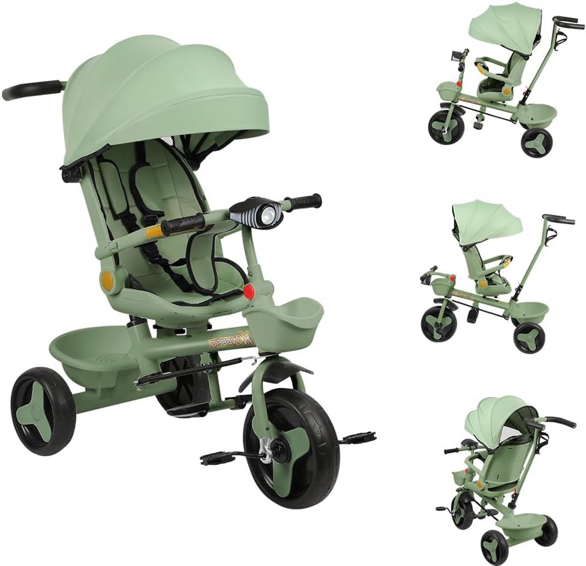 Schaalbare 4-in-1 Driewieler voor Baby's met Omkeerbaar Zitje en Inklapbaar Zonnescherm (9101044366143)