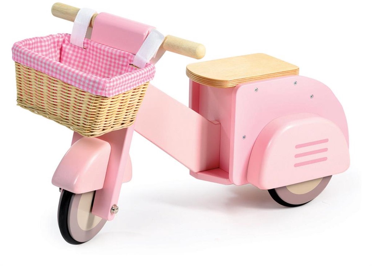 Tender Leaf houten ride-on scooter met mandje - loopfiets speelgoed. (0191856085942)