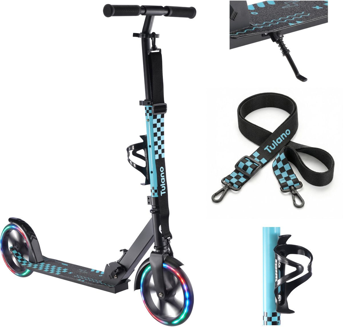 Tulano ZigZag 45 - Kinderstep - 2 Wielen - Met Lichtgevende LED Wielen - Verstelbaar - Blauw (5900415030935)
