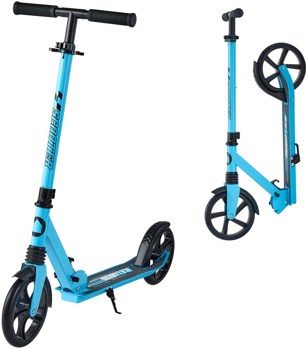 VEVOR Scooter (2 Wielen) voor Kinderen Vanaf 8 Jaar, Stadsscooter, Kinderscooter, Straatscooter met In Hoogte Verstelbaar Stuur en Antislip Platform, Opvouwbare Step tot 100 Kg, Zwart + Blauw (0197988898580)