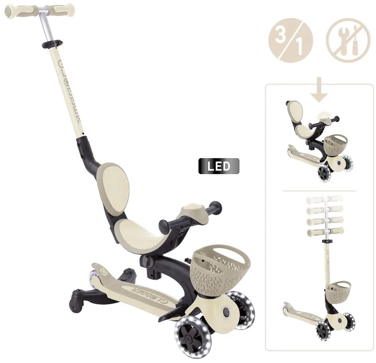 Vedes kinderstep GLOBBER GO-UP BABY 360 LIGHTS met LED en 3-in-1 functie. (4895224411161)