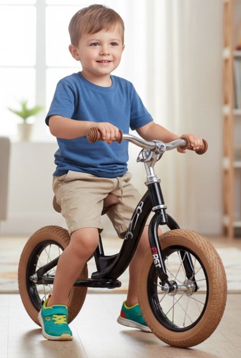 2Cycle - Loopfiets - First - Luchtbanden - Zwart - Loopfiets 2 jaar - Balance bike (8720512841992)