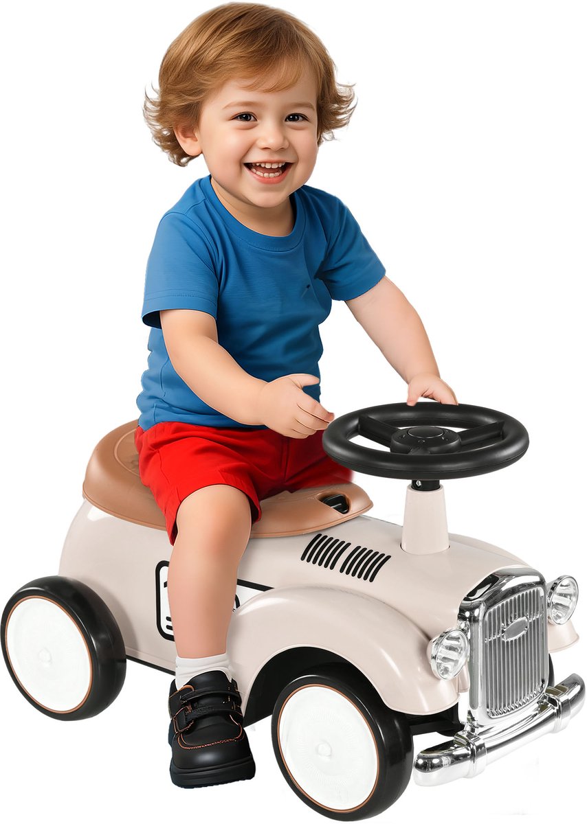 AIYAPLAY Kinder Glijauto Kunststof, Metaal 58L x 27B x 35H cm Roomwit (4255633544445)