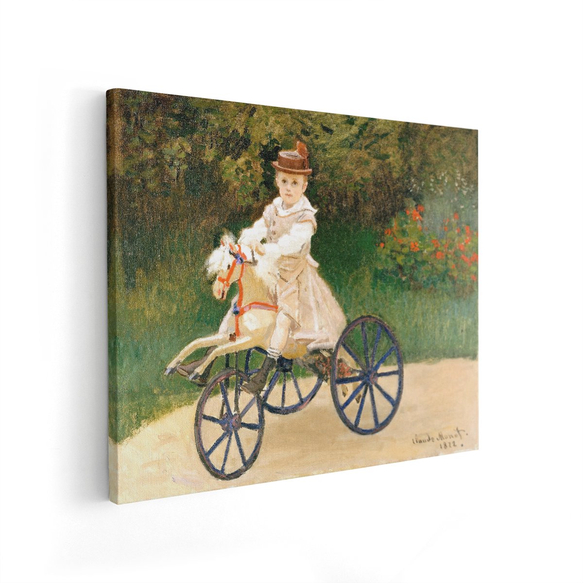 Artaza Canvas Schilderij Kind Op Driewieler - 50x40 cm - Wanddecoratie Monet Schilderij - Muurdecoratie Klassiek Portret - Decoratie Kinderkamer (8721538767617)