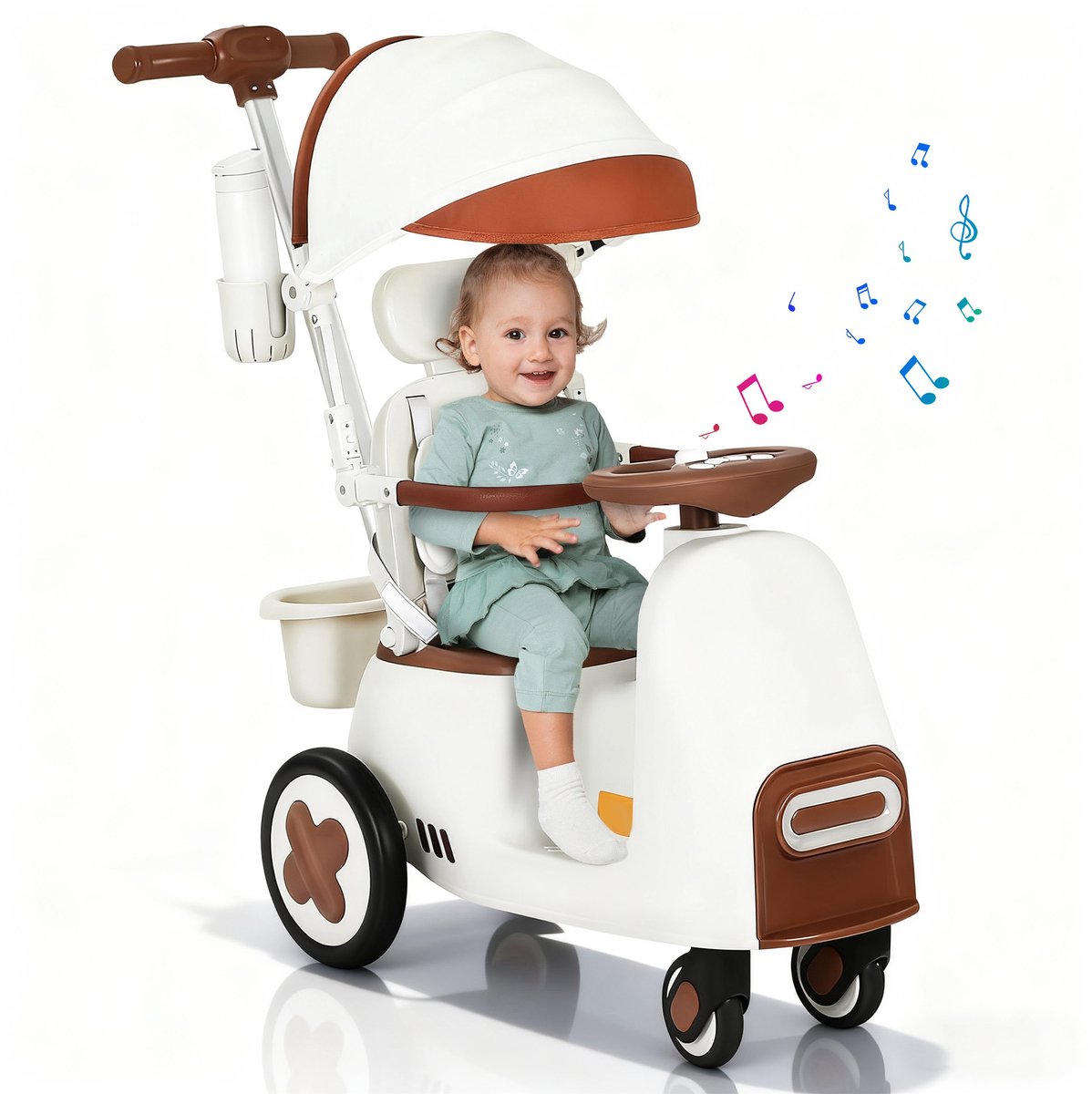 Baby Driewieler Buggy - Lichtgewicht Reiskinderwagen voor 12-60 Maanden - Compact Opvouwbaar met Verstelbare Zonnekap & PU-wielen (4894981943670)