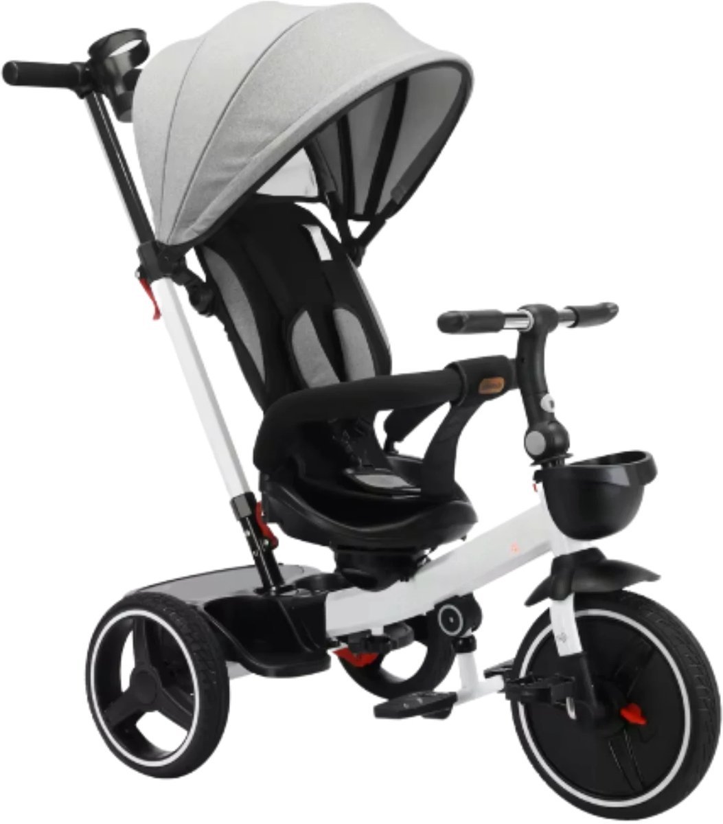 Baby driewieler Fioren 6-in-1 - Voor kinderen - Duwfiets met duwstang - Babyfiets - Loopfiets - Peuterfiets - Grijs (8721052070750)