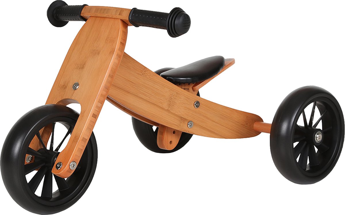 Bandits & Angels Smart Bike Loopfiets Hout 4-in-1 Bamboe vanaf 1 jaar - Voor Jongens en Meisjes - Houten Loop Fiets - Omkeerbaar in Driewieler en Tweewieler - Verstelbaar Zadel (8719558080861)