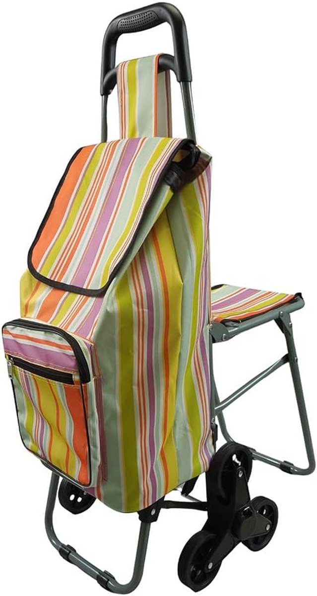 Boodschappentrolley met driewieler en inklapbare zitplaats (6154550758738)