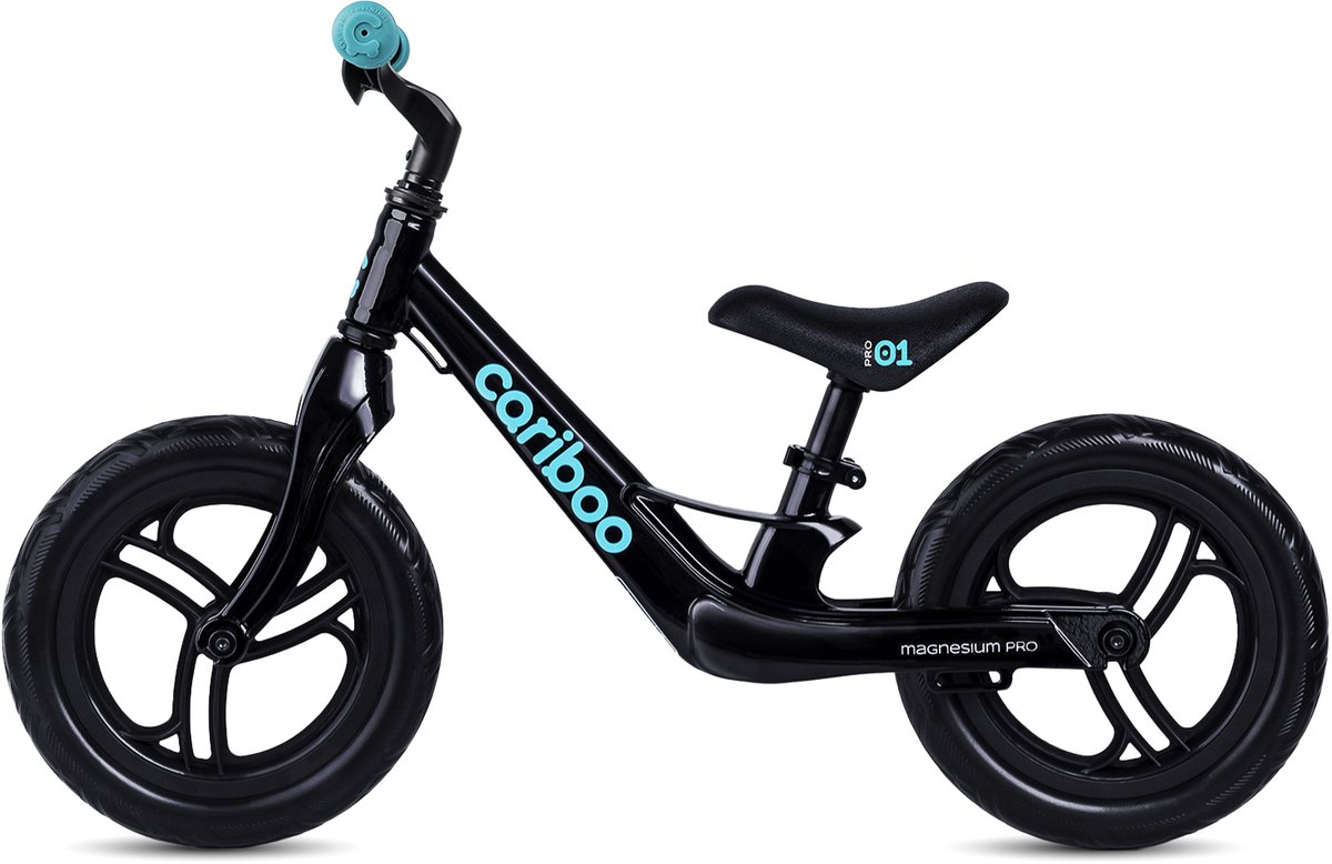 Cariboo Magnesium Pro - Loopfiets - Vanaf 2 jaar - voor Jongens en Meisjes - 12 inch - Zwart - Anti-lek EVA Banden - Verstelbaar Stuur en Zadel (5904125999230)