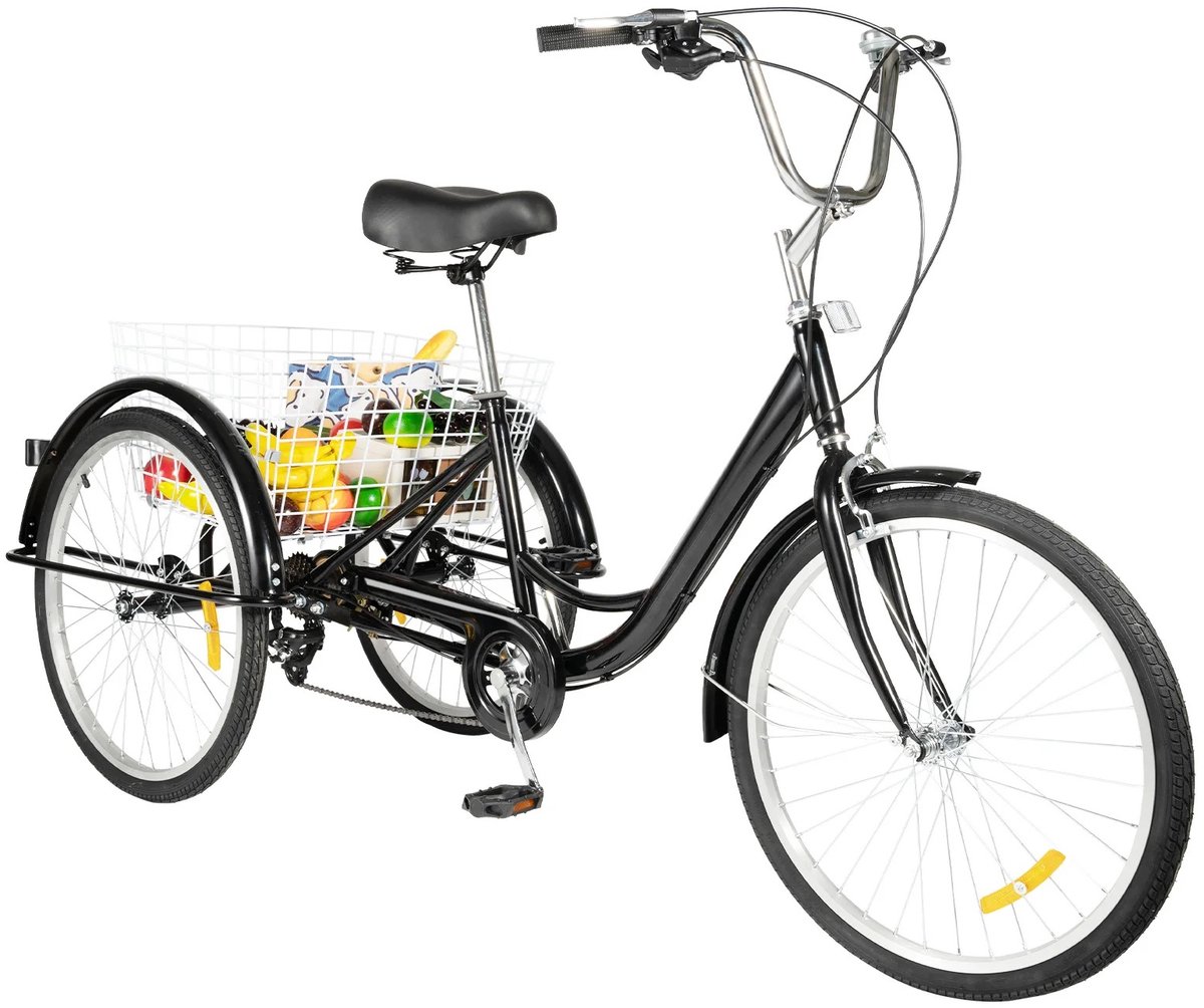Cellista Driewielfiets Volwassenen 24 Inch - Senioren Fiets 8 Versnellingen - Transportfiets met Mand - Driewieler met Bagagemand - 120kg Belastbaar (6153223451440)