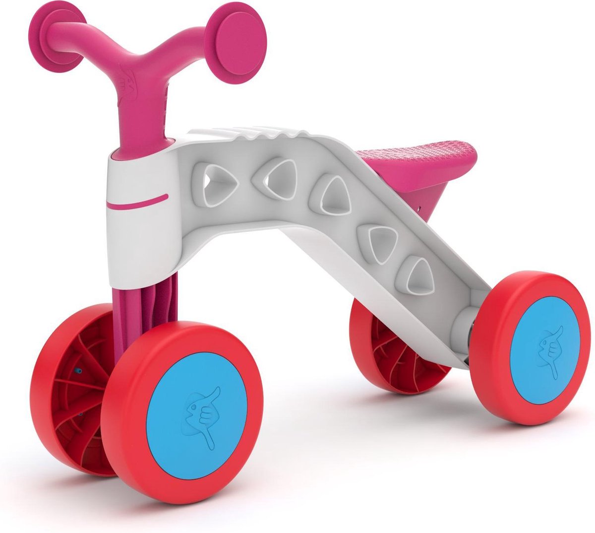 Chillafish Loopfiets 1 jaar voor meisjes met speelblokken - Loopwagen voor peuters tot 3 jaar met mandje - Roze - Lichtgewicht - Stille anti slip banden voor binnen en buiten - Stabiele vierwieler - Model Itsibitsi (5425029651319)