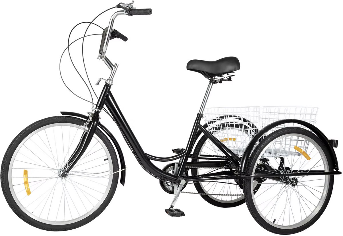 Deniva - Driewieler Fiets - Driewieler Volwassenen - Driewieler Voor Ouderen - 24 Inch - Met Mand - 8 Versnellingen - Verstelbaar (8721447681394)