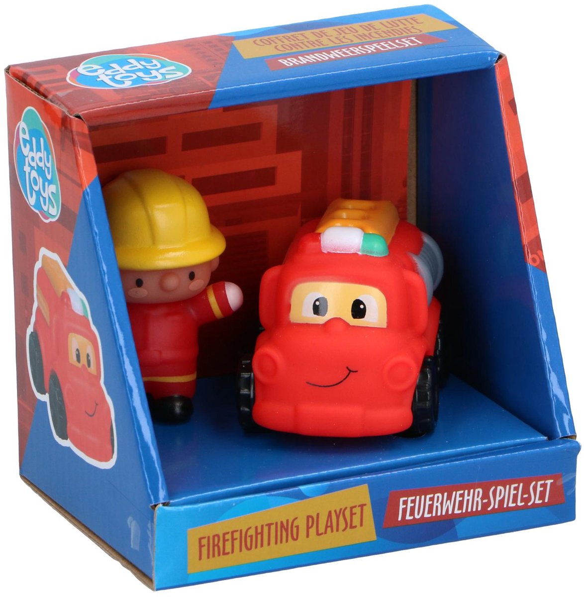 Eddy Toys Brandweer Speelset - Brandweer Auto met Brandweerman - Speelgoed Voertuig Kinderen - Rood (8711252006390)