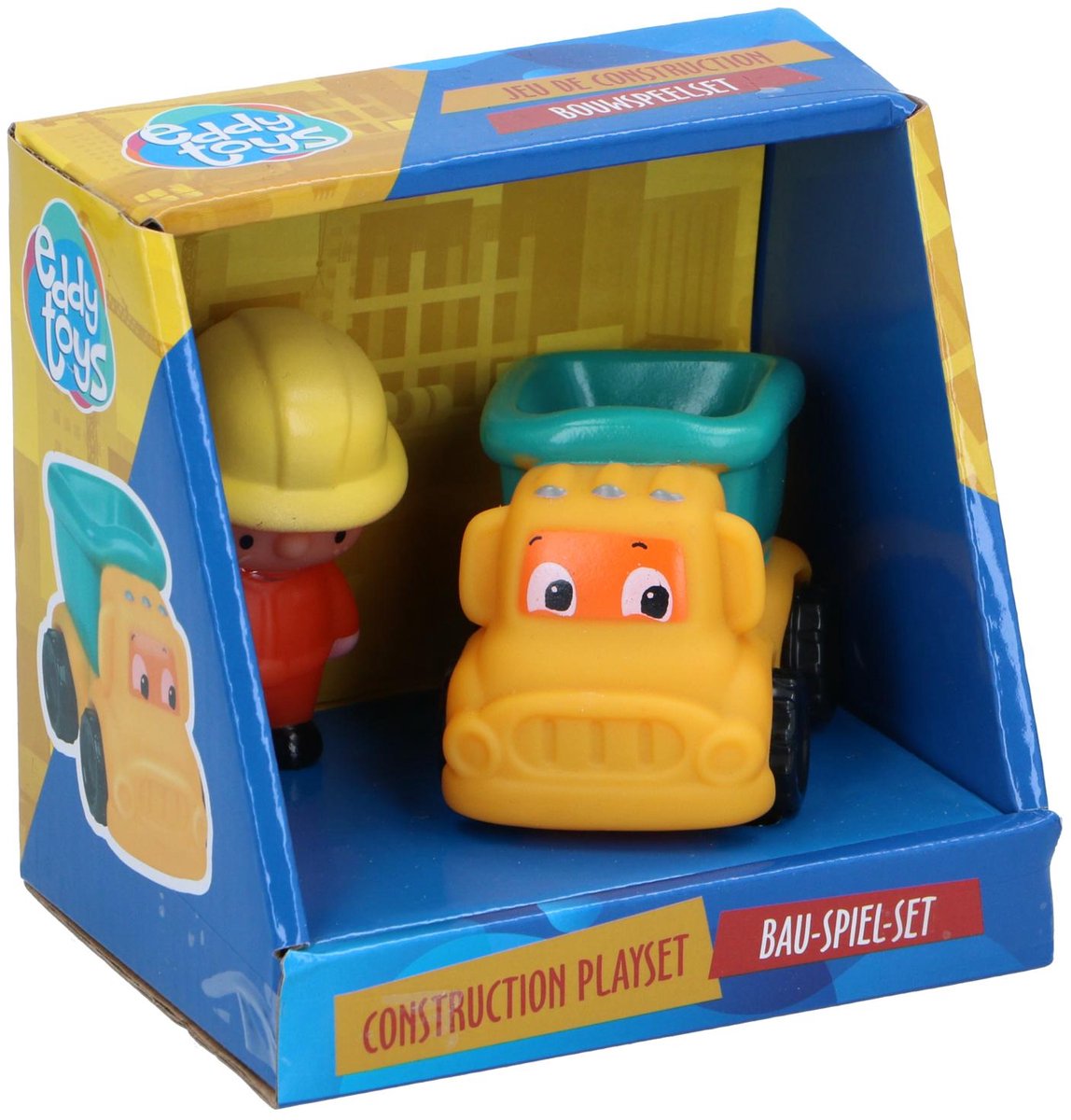 Eddy Toys Constructie Speelset - Constructiewagen met Bouwvakker - Speelgoed Voertuig Kinderen - Geel (8711252006406)