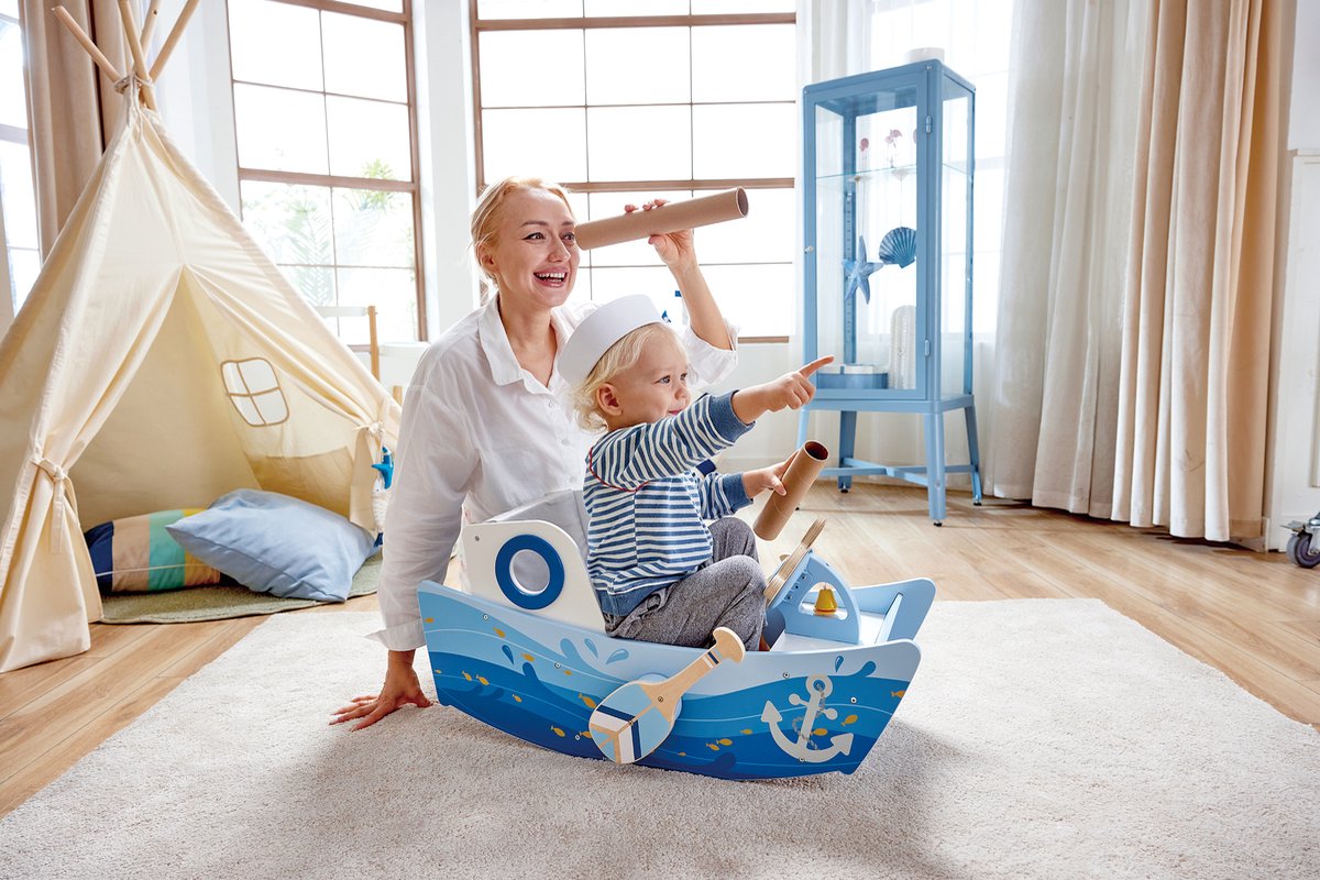 Hape Schommelboot - Interactief Speelgoed met Roeispanen en Stuurwiel voor Kinderen vanaf 12 Maanden (6943478046672)