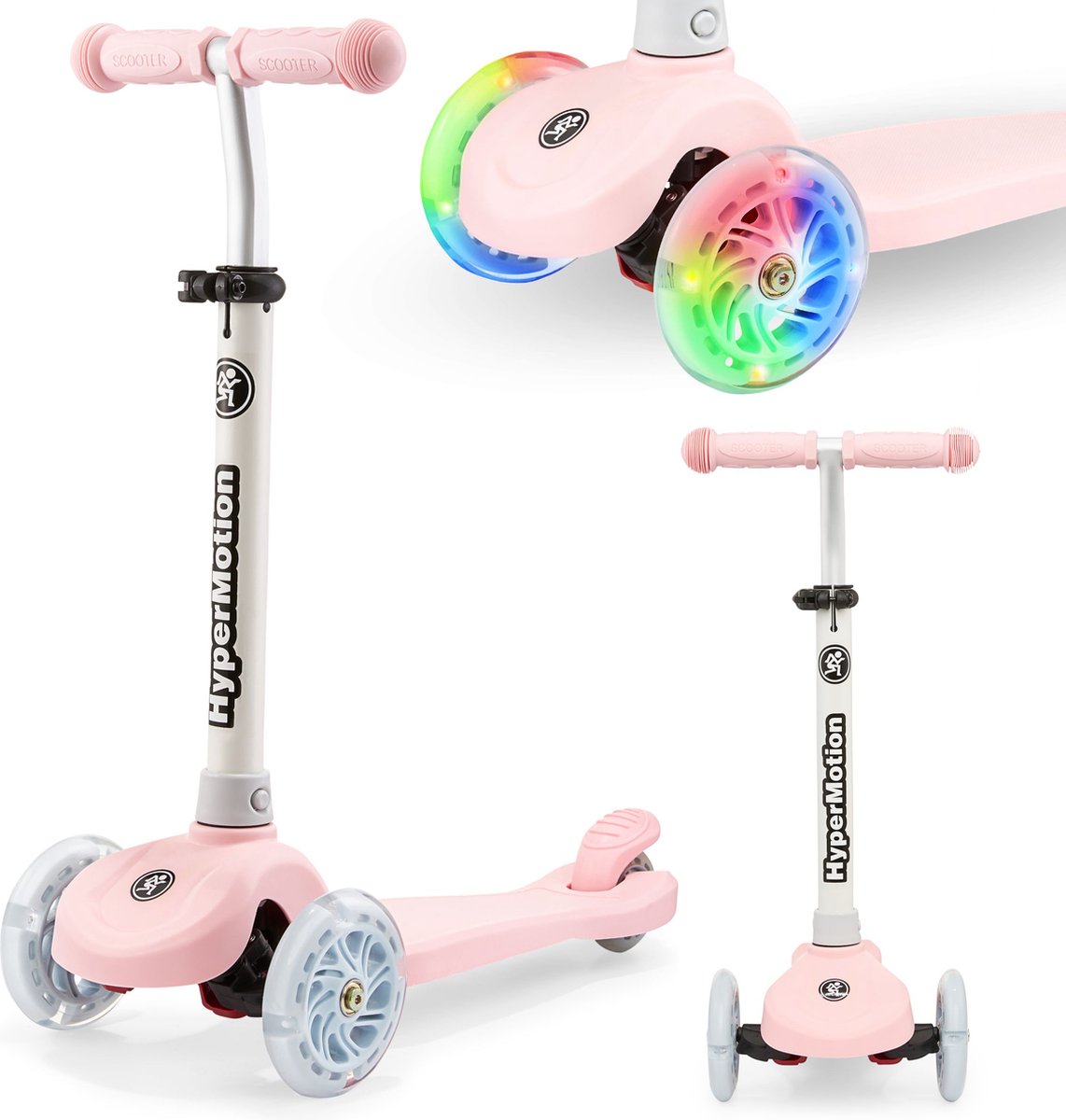 HyperMotion TRINGO driewieler step voor kinderen 3-8 jaar, TRINGO balansstep, antislip platform, verstelbare step voor meisjes, jongens 3+, max. belasting 50 kg, Roze (5900168937567)