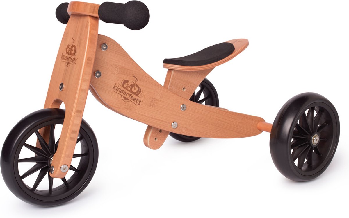Kinderfeets 2-in-1 houten loopfiets & driewieler vanaf 1 jaar Tiny Tot - Bamboe (0013964985702)