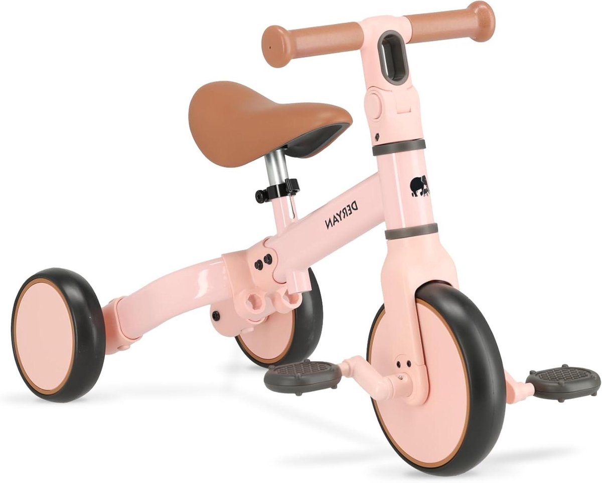 Loopfiets met Pedalen - Kinderfiets Oefenfiets - Leren Fietsen - 2-in-1 Ontwerp - 65 x 38 x 50 cm - Roze (9101196578999)