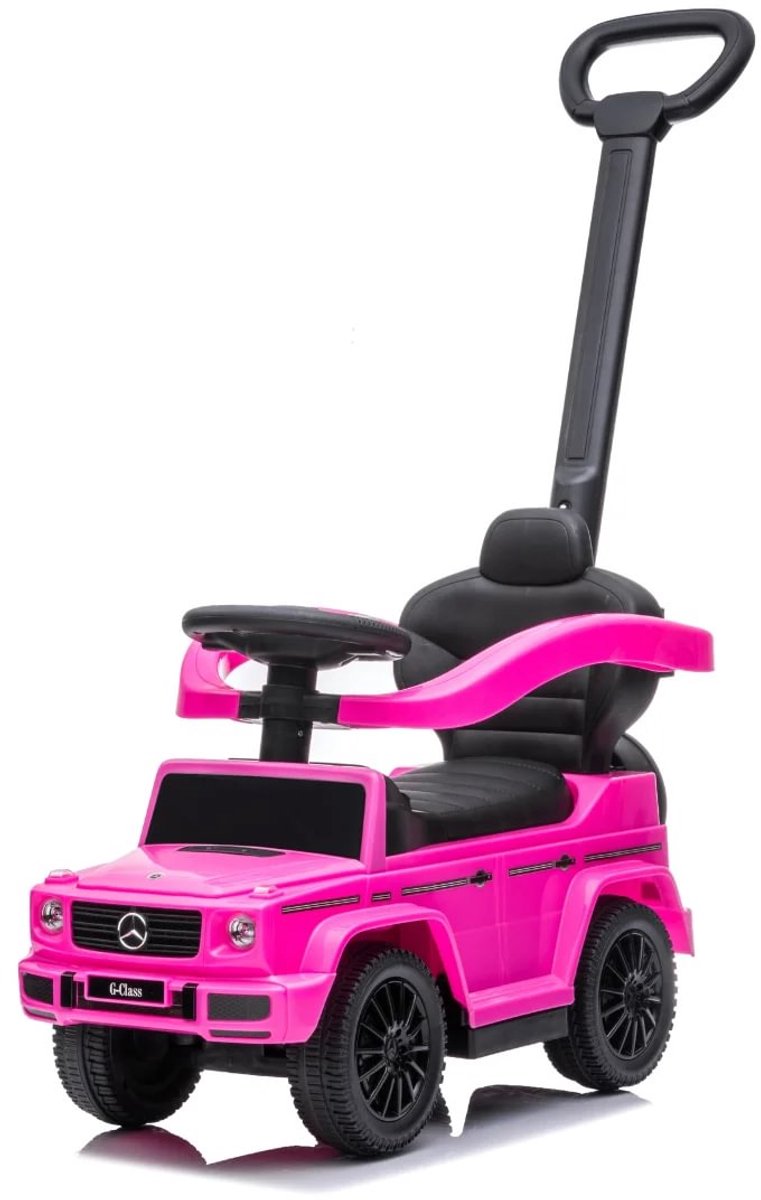 Mercedes G63 2-in-1 Loopauto met duwstang 1 tot 3 jaar - Officieel Gelicentieerde Mercedes-Benz Loopauto met Claxon & Opbergvak - Buitenspeelgoed Peuter met Duwstang & Beschermbeugels - Roze (5401257543503)