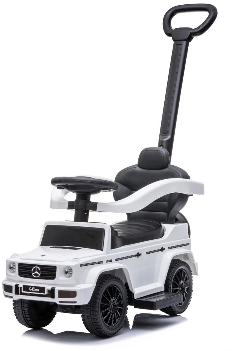 Mercedes G63 2-in-1 Loopauto met duwstang 1 tot 3 jaar - Officieel Gelicentieerde Mercedes-Benz Loopauto met Claxon & Opbergvak - Buitenspeelgoed Peuter met Duwstang & Beschermbeugels - Wit (5401257543541)