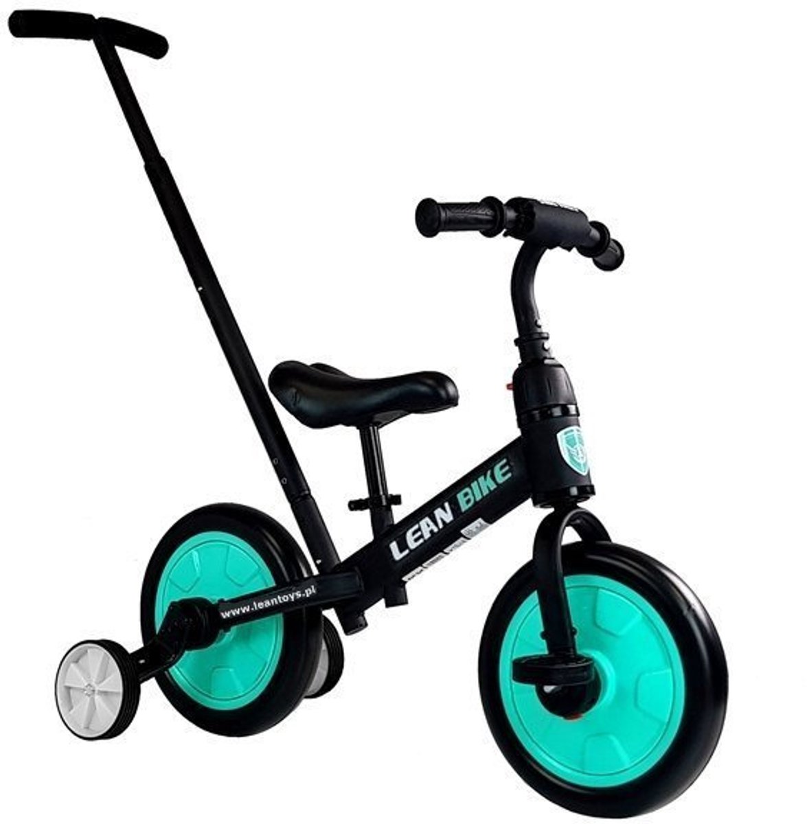 Playos® - 3 in 1 Loopfiets - Turquoise - Afneembare Zijwielen en Pedalen - Driewieler, Loopfiets en Fiets - Antislip Handvatten - Verstelbare Hoogte - Leren Fietsen (8721447982712)