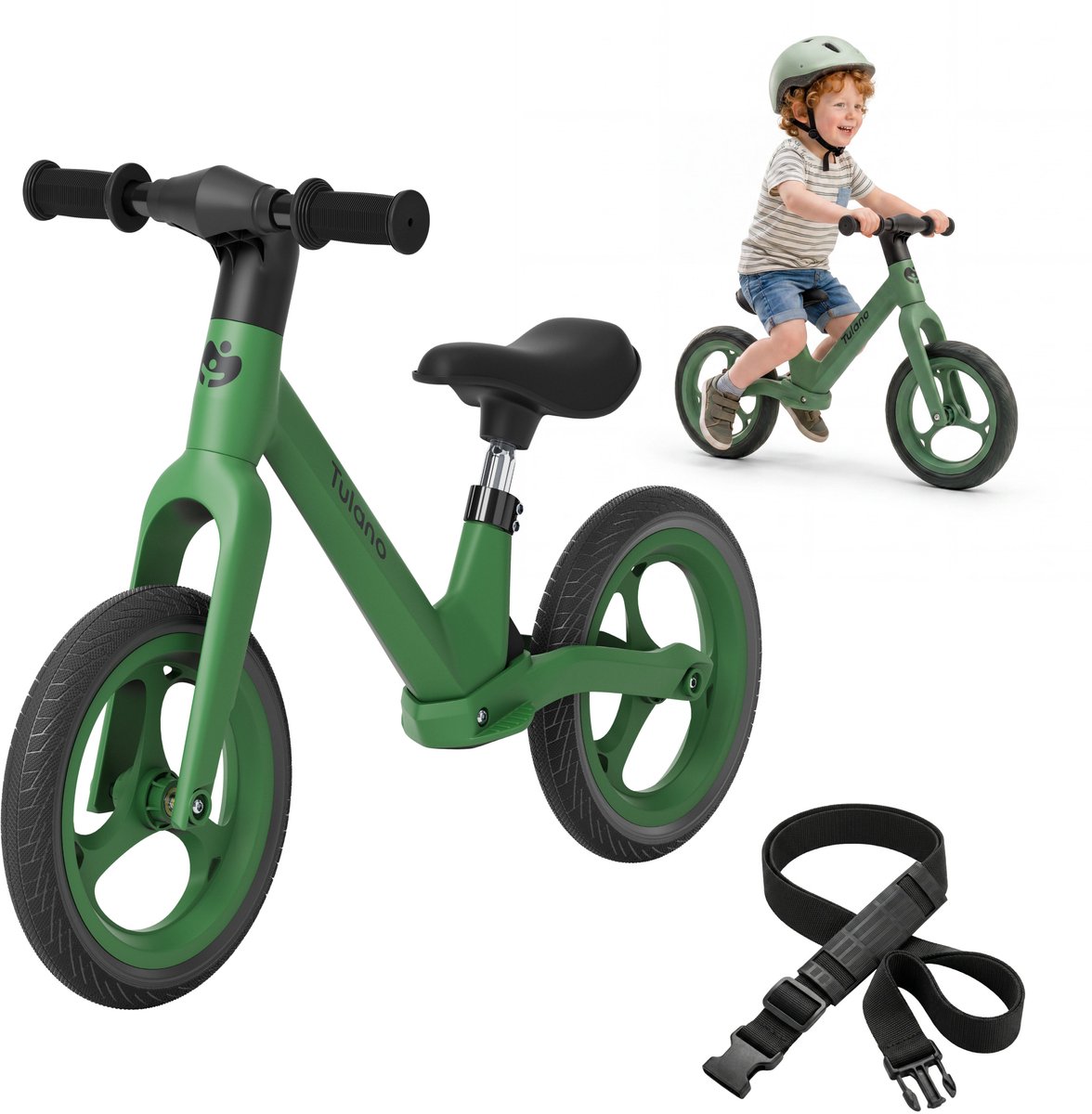 Tulano Route Loopfiets - Kinderfiets zonder pedalen - 12 inch - Lichtgewicht - Groen (5900415031147)