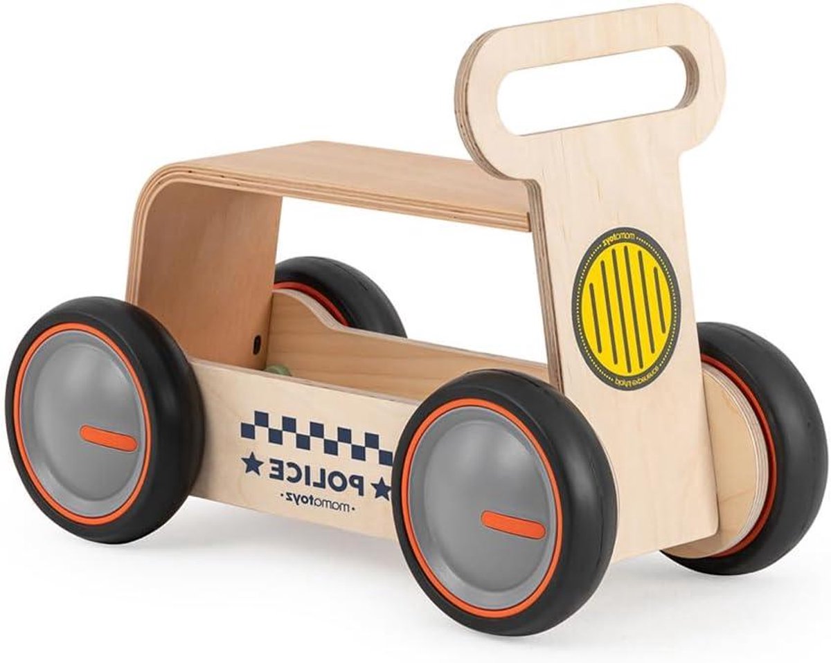 Vierwieler Hout - Loopfiets Kinderen - Eerste Stapjes Leren - Instelbare Wielsnelheid - 25 x 47 x 34 cm - Naturel (9101203549776)