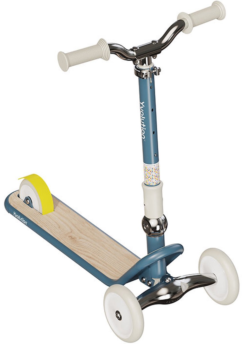 Yvolution Glider Classic Step - Blauw - Driewieler - Opvouwbaar - Verstelbaar Stuur - Stabiel & Veilig - Geschikt Vanaf 3 Jaar (0816661028945)