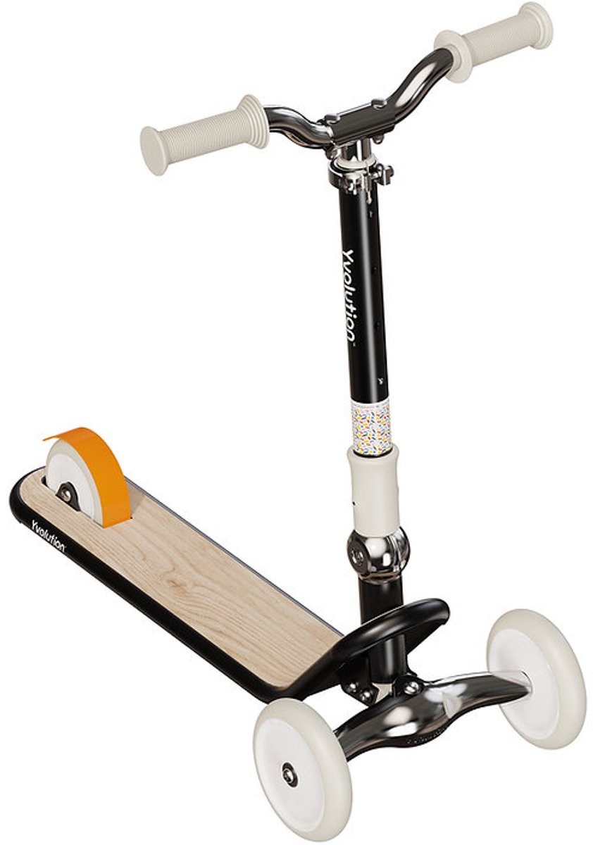 Yvolution Glider Classic Step - Zwart - Driewieler - Opvouwbaar - Verstelbaar Stuur - Stabiel & Veilig - Geschikt Vanaf 3 Jaar (0816661028938)