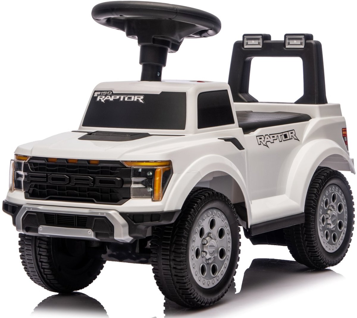 sun baby Loopauto voor kinderen vanaf 12 maanden - Ford Raptor - grote terreinwielen, LED-verlichting, zitje met rugleuning en opbergruimte, tot 25 kg, wit (5905525357606)