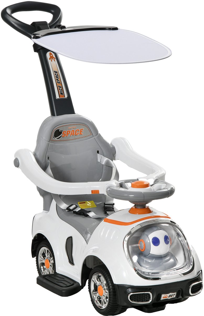 AIYAPLAY-Rijauto met glijbaan-PP-89 x 44,5 x 84 cm-Wit (3662970360798)