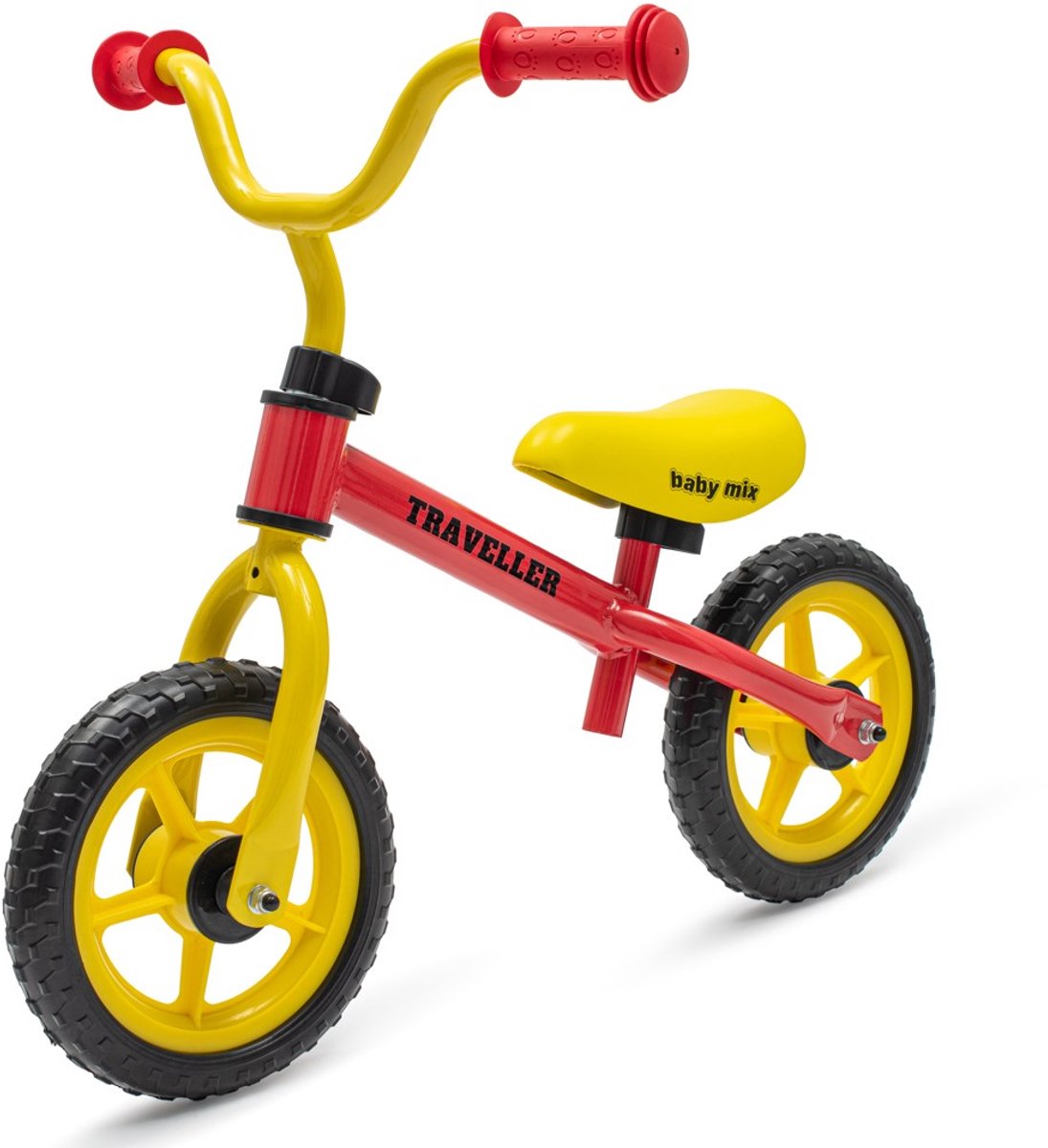 Baby Mix - Loopfiets - Kinderloopfiets rood staal met verstelbaar zadel en EVA-schuimwielen - loopfietsje - kinderfiets - balansfiets - peuterfiets - fiets voor kleuters (8596164151112)