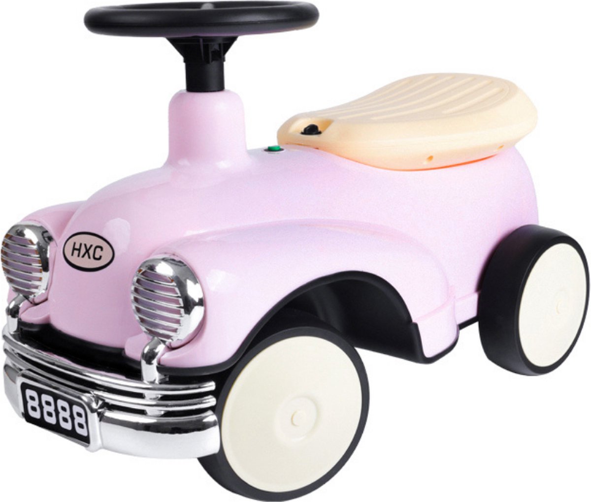 Buxibo Retro Loopauto | Loopwagen voor Jongens & Meisjes | 1-3 jaar | Veilig | Stimuleert Motorische Vaardigheden | Roze - 58x29x38cm (8720701735187)