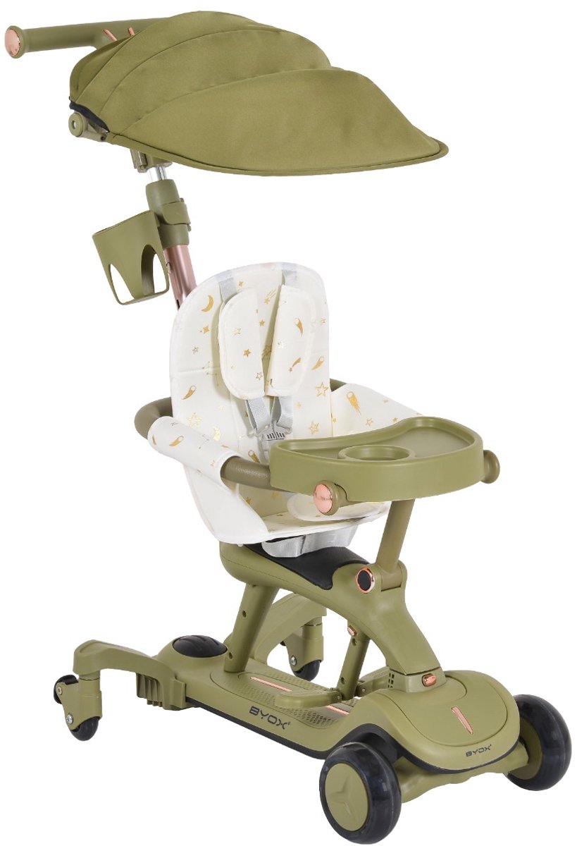 Byox Cornet Green 6-in-1 Loopauto / Kinderstep met Duwstang (3800146229481)