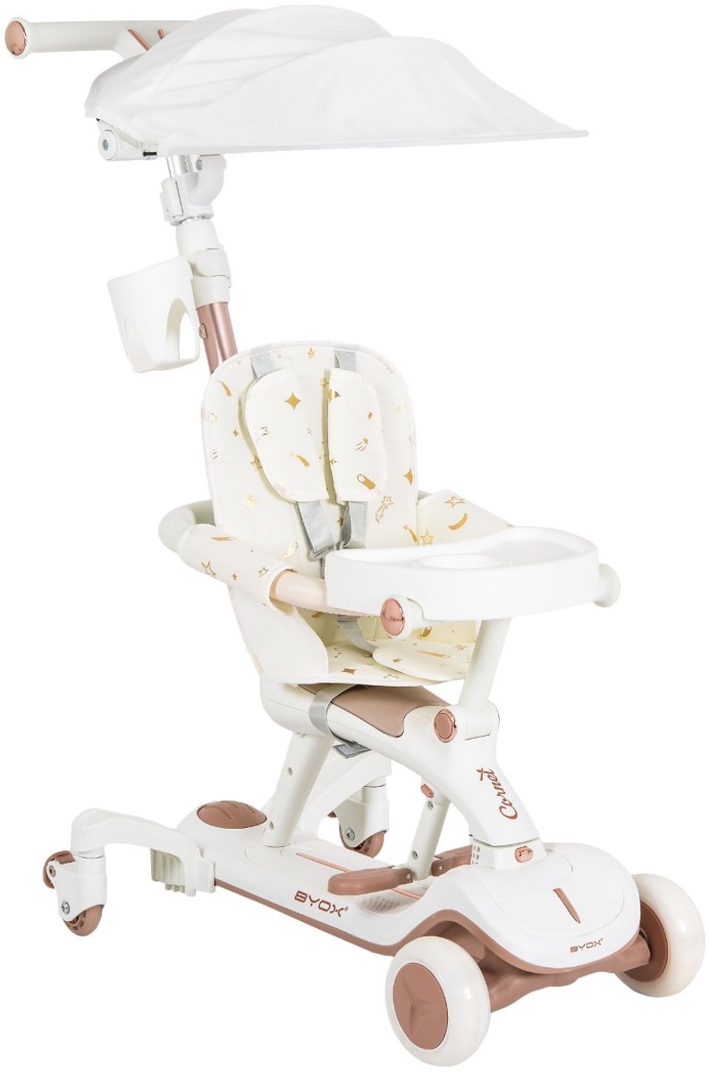 Byox Cornet White 6-in-1 Loopauto / Kinderstep met Duwstang (3800146229498)