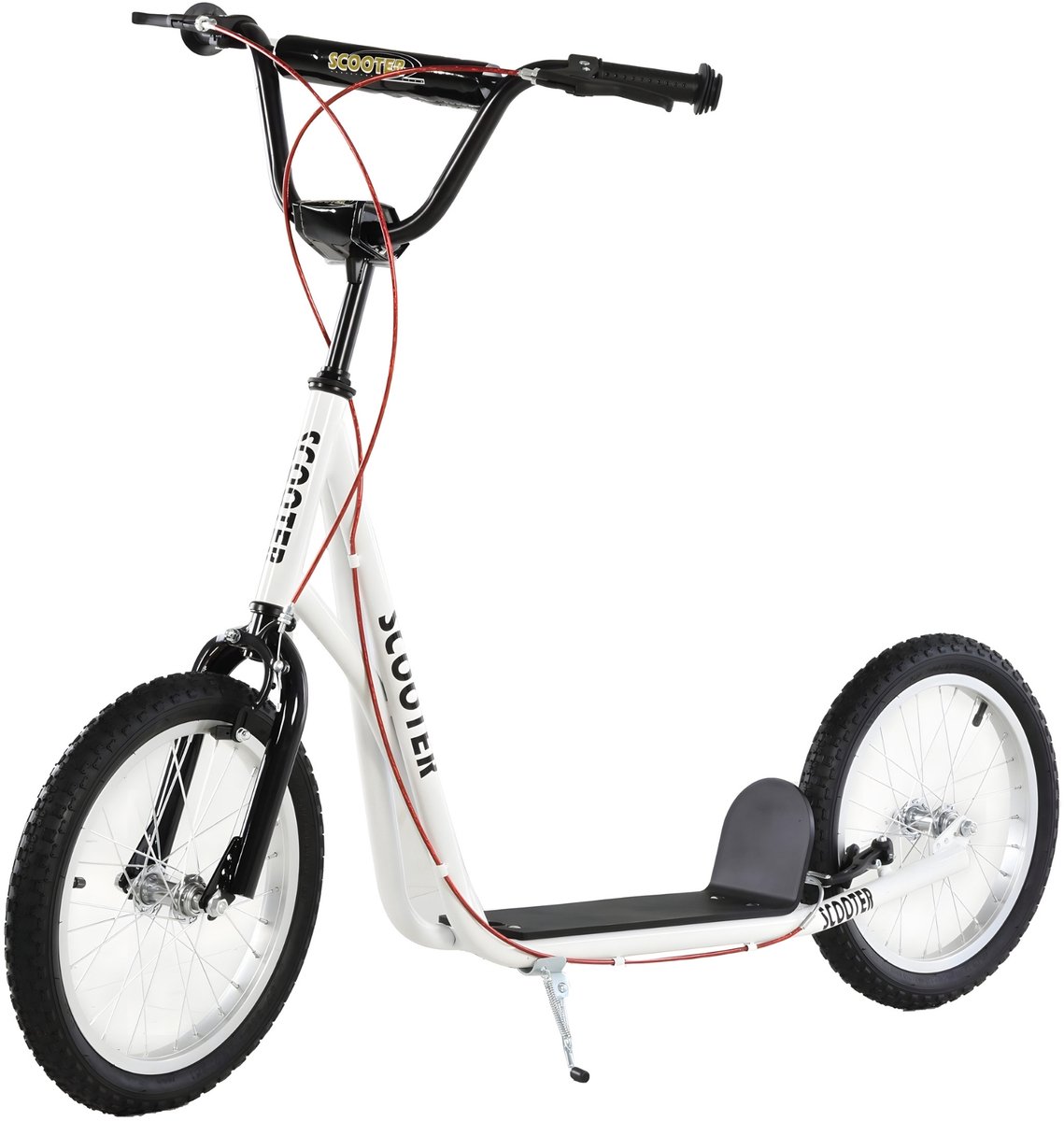 City Scooter met Verstelbaar Stuur - Step met Dubbele Wielen - Wit (8721475063896)