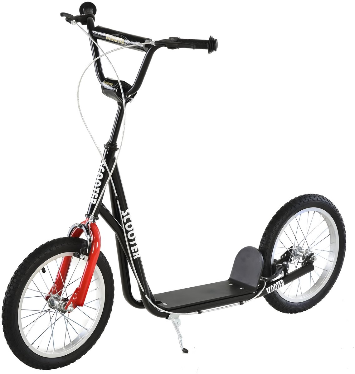 City Scooter met Verstelbaar Stuur - Step met Dubbele Wielen - Zwart (8721475063902)
